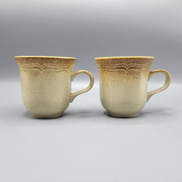Vintage Mikasa Whole Wheat Stoneware Coffee Mugs Set Of 2 E 8000 Made In Japan - Picture 2 of 14